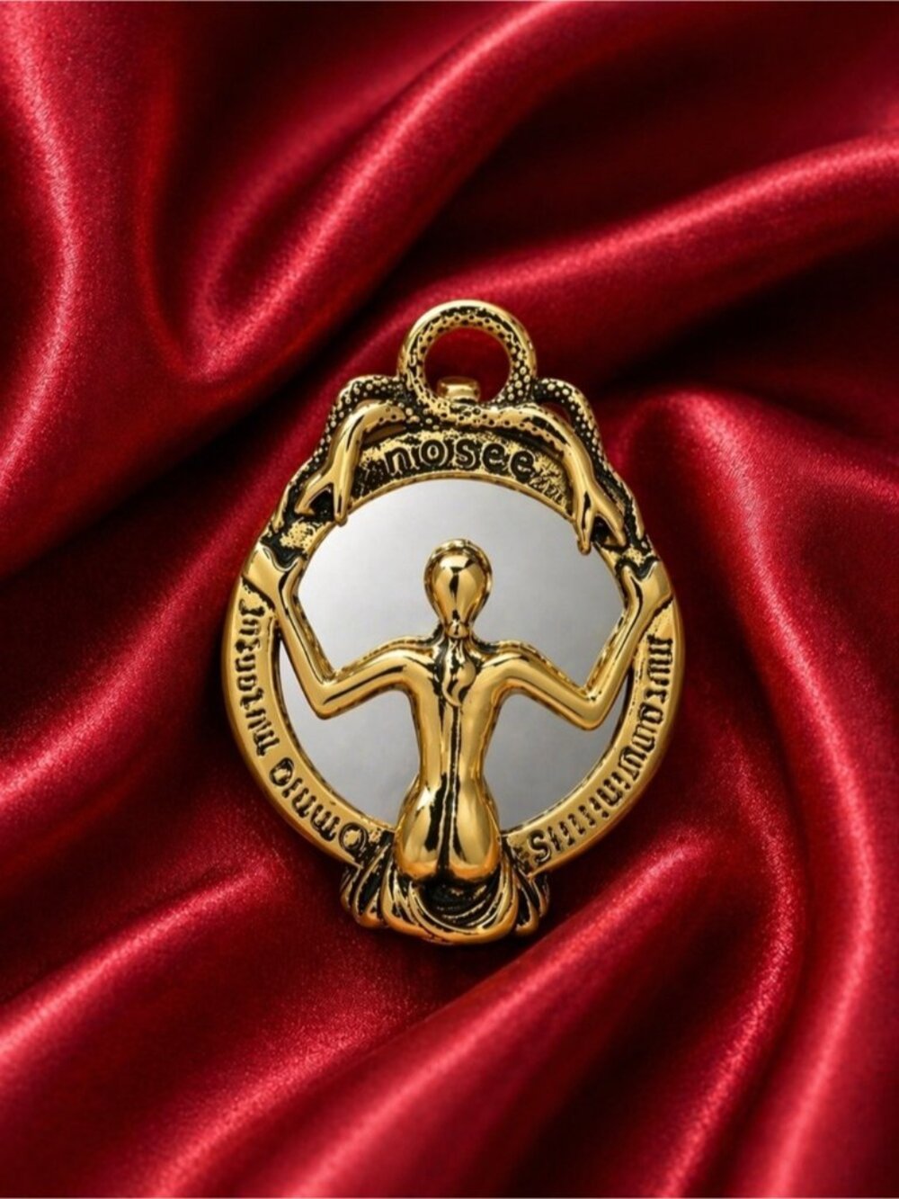 Art Nouveau Mirror Gold Woman Brooch